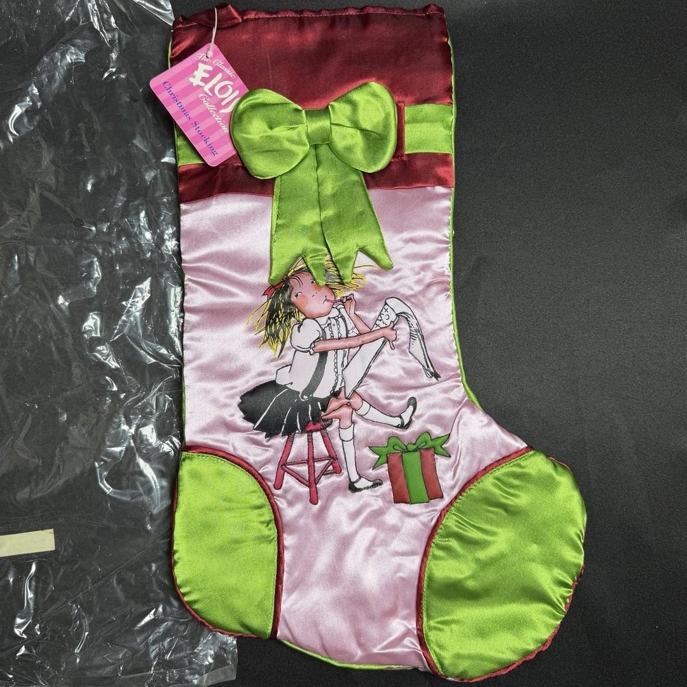 Vintage 90s FAO Schwarz Eloise Collection Christmas Stocking NOS Satin Rare NEW